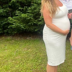 White Bodycon Maternity Dress